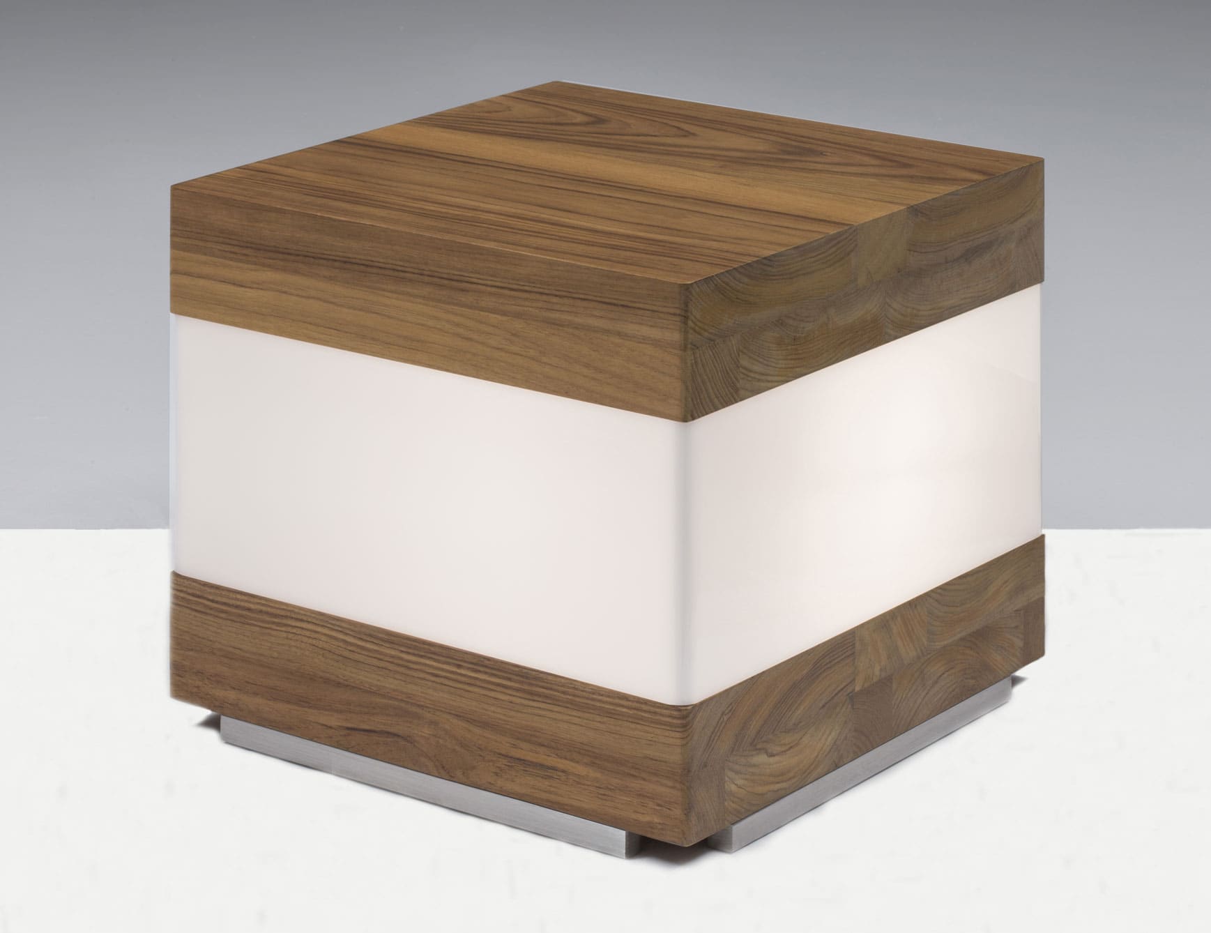 Koi modern Italian floor lamp with brown teak wood