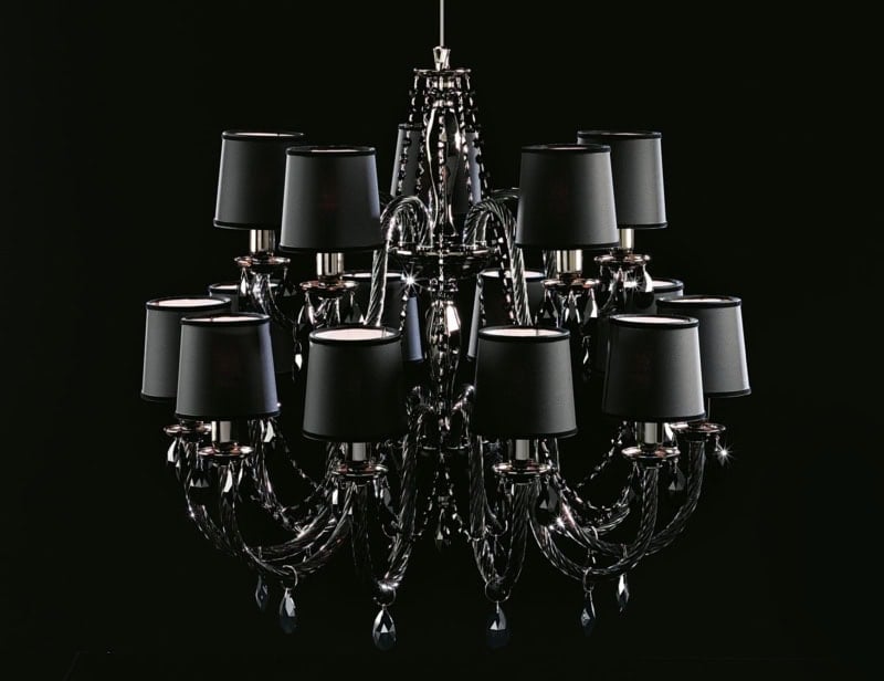 Lenoir modern Italian chandelier with black glass