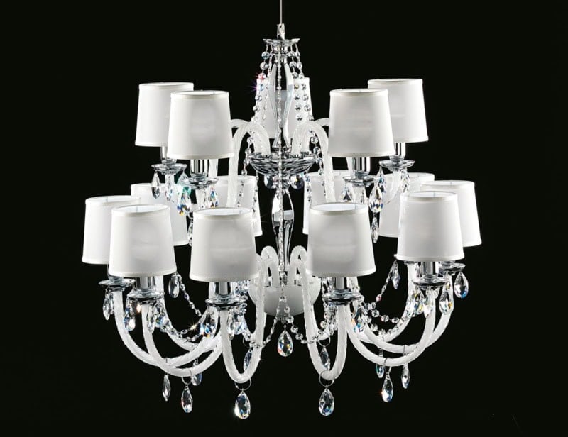 Lenoir modern Italian chandelier with white glass