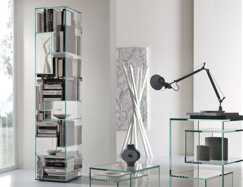 Liber B contemporary Italian bookcase with clear glass