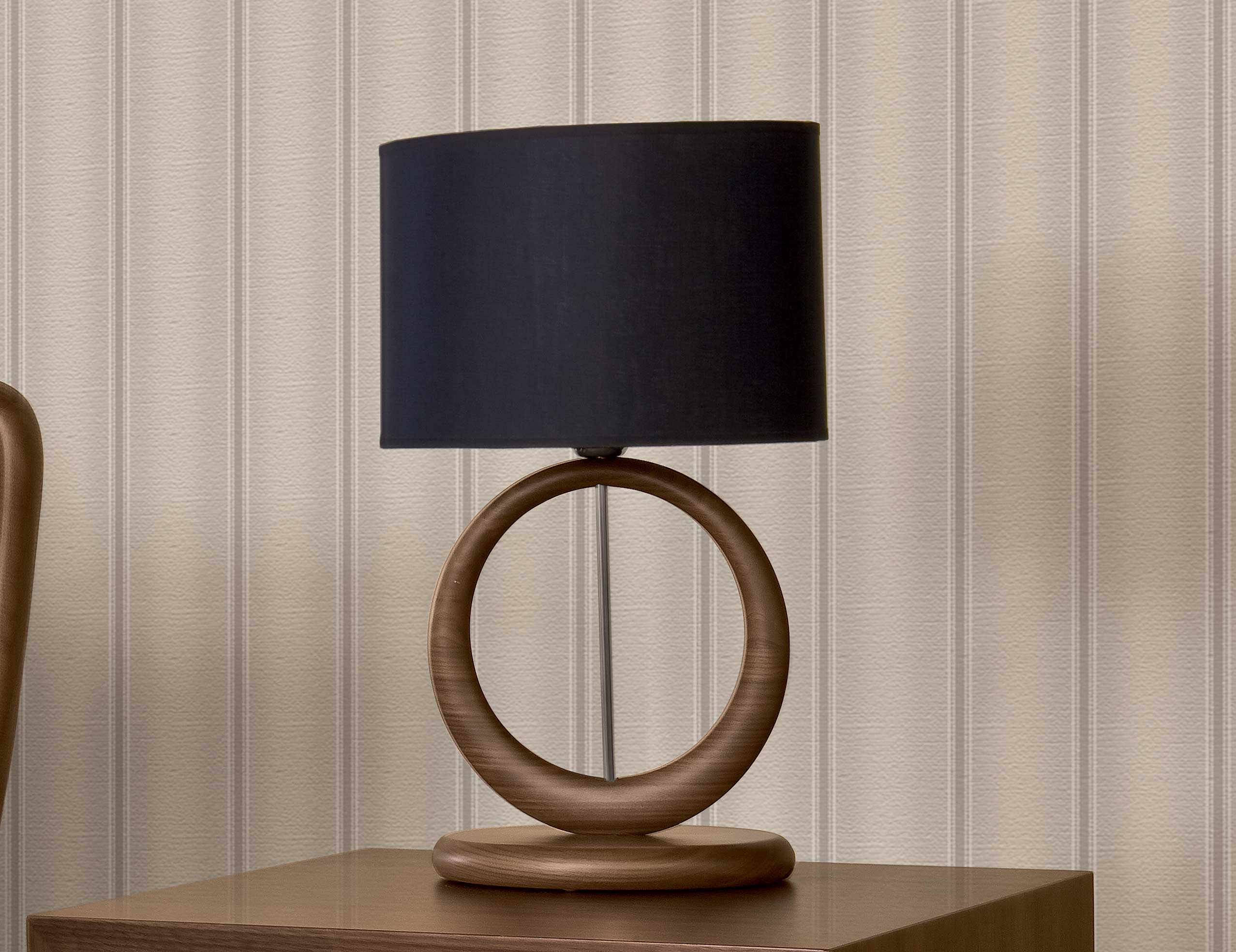 Loop (TL) modern Italian table lamp with brown Walnut wood