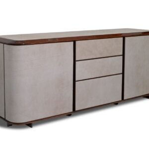 Love modern Italian credenza with grey leather