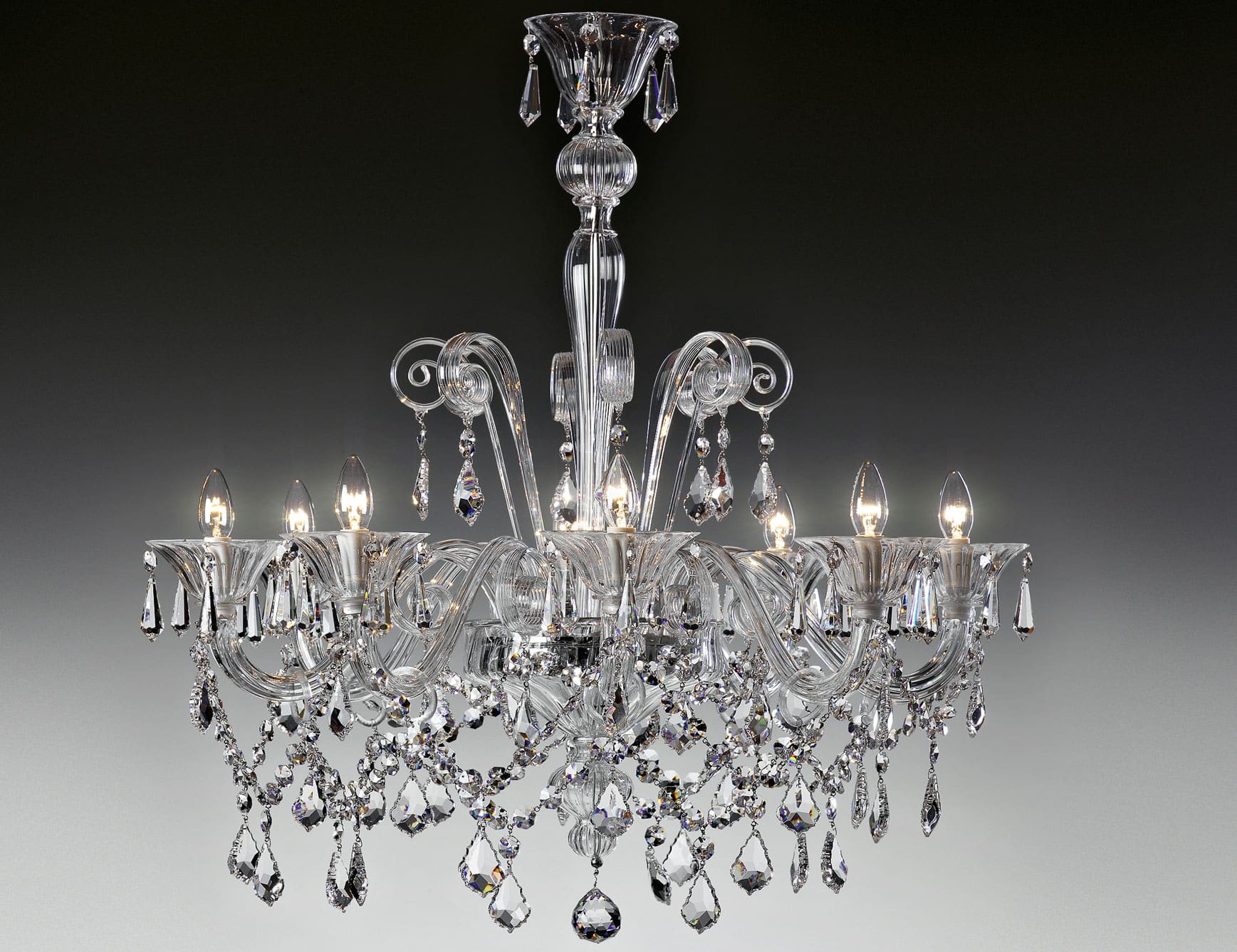 Lulu modern Italian chandelier with clear glass
