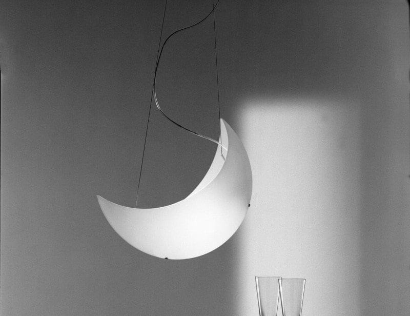 Luna modern Italian hanging light with white glass