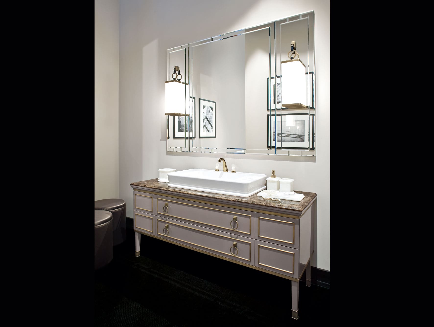 Lutetia L11 Luxury Italian Art Deco Bathroom Vanity In Taupe Wood Luxury Italian Furniture