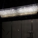 Rectangular crystal glass chandelier with metal frame