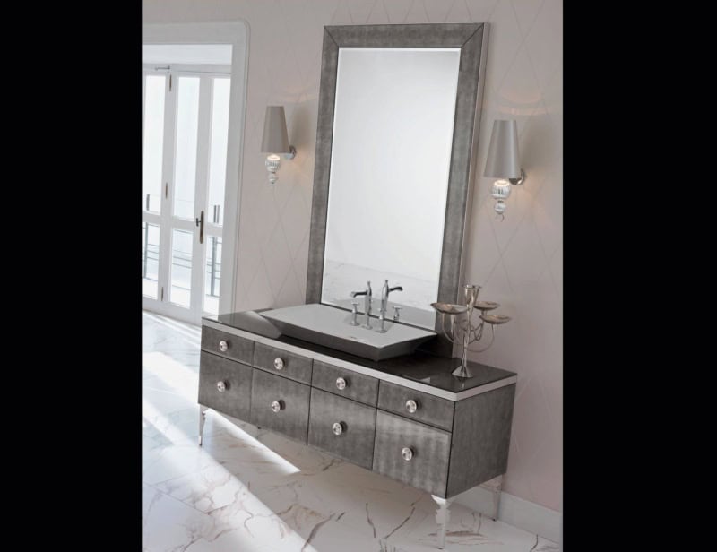 Majestic classic luxury bathroom vanity with grey glass