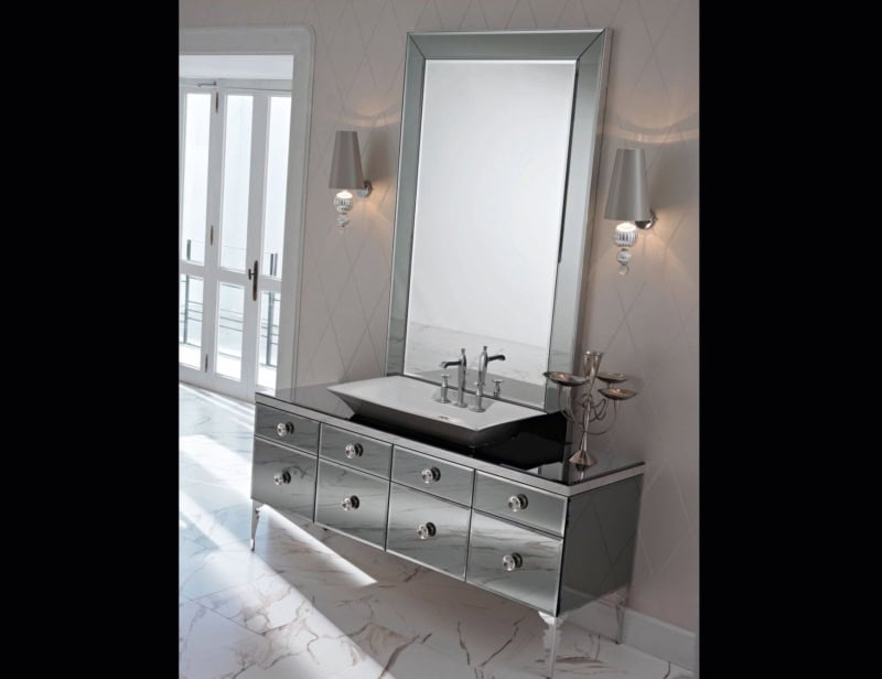 Majestic classic luxury bathroom vanity with silver glass