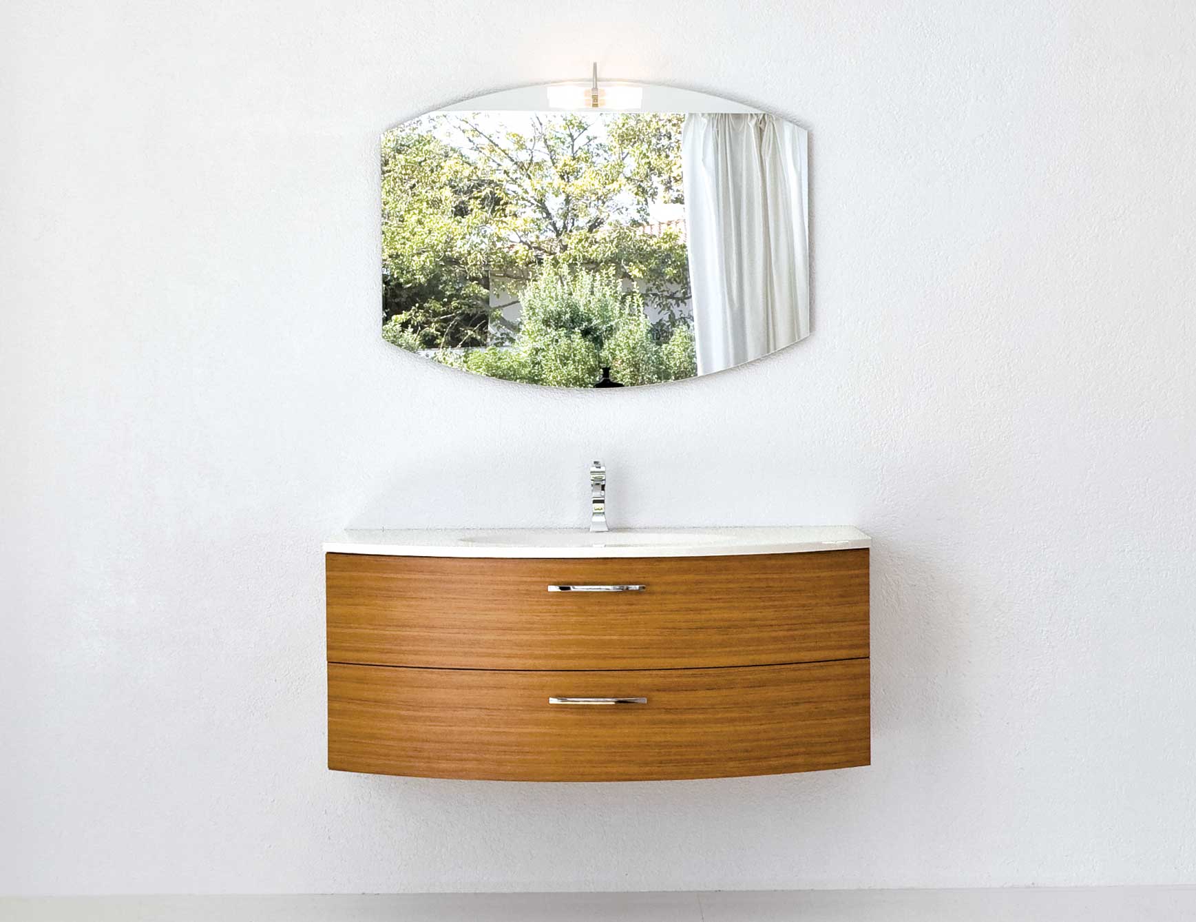 Contemporary Italian Manta Bathroom Vanity with brown cherry wood