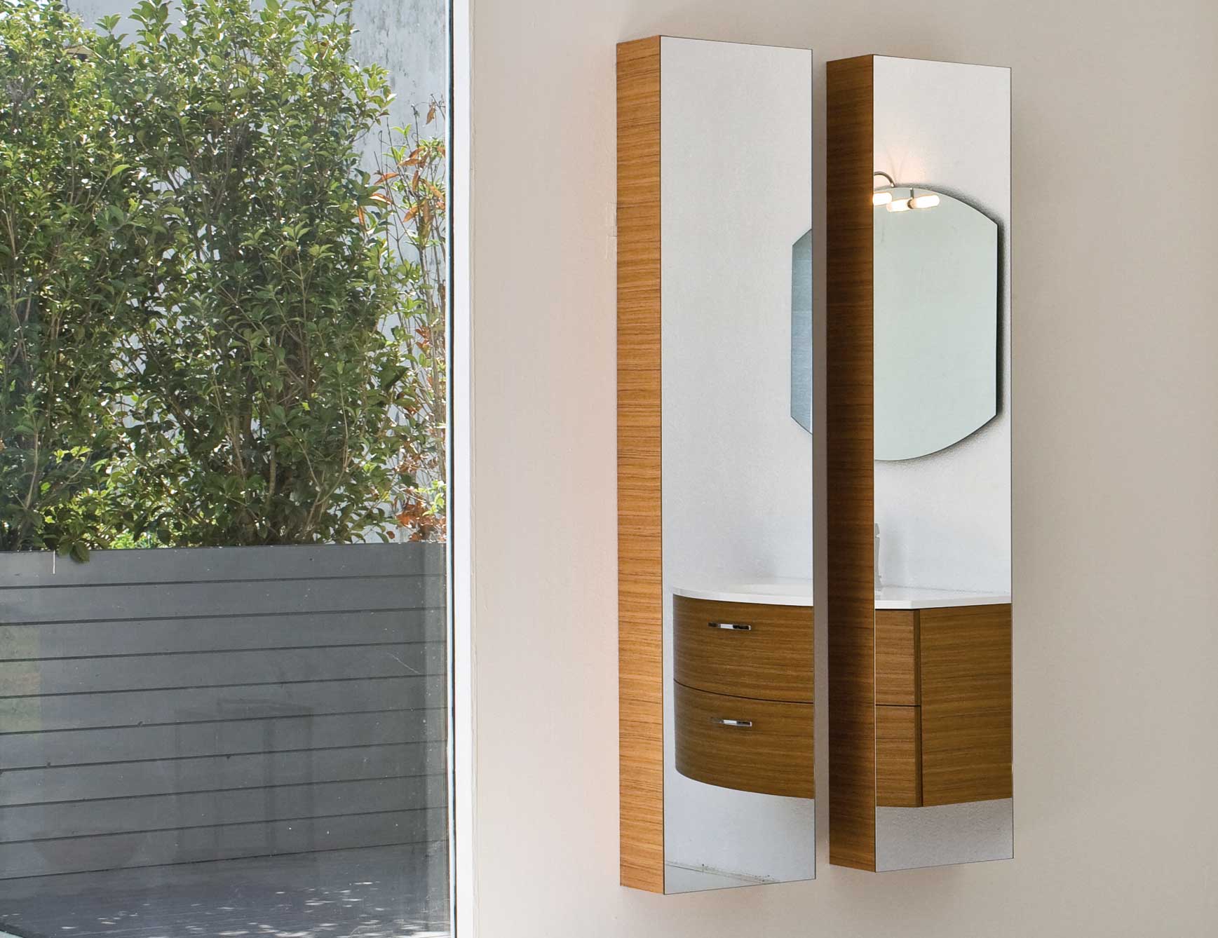 Contemporary Italian Manta Bathroom Vanity with brown cherry wood