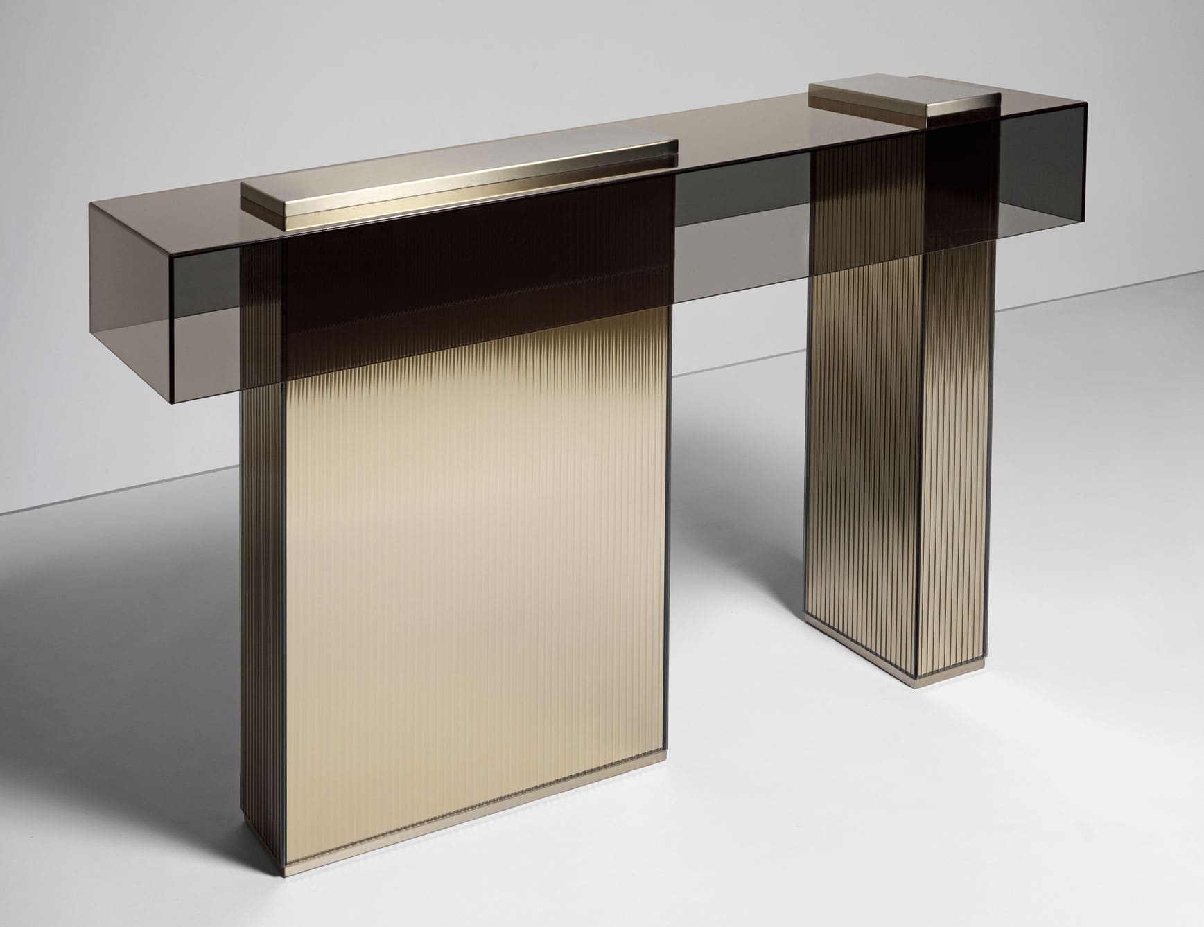 Marty modern luxury console with brown glass