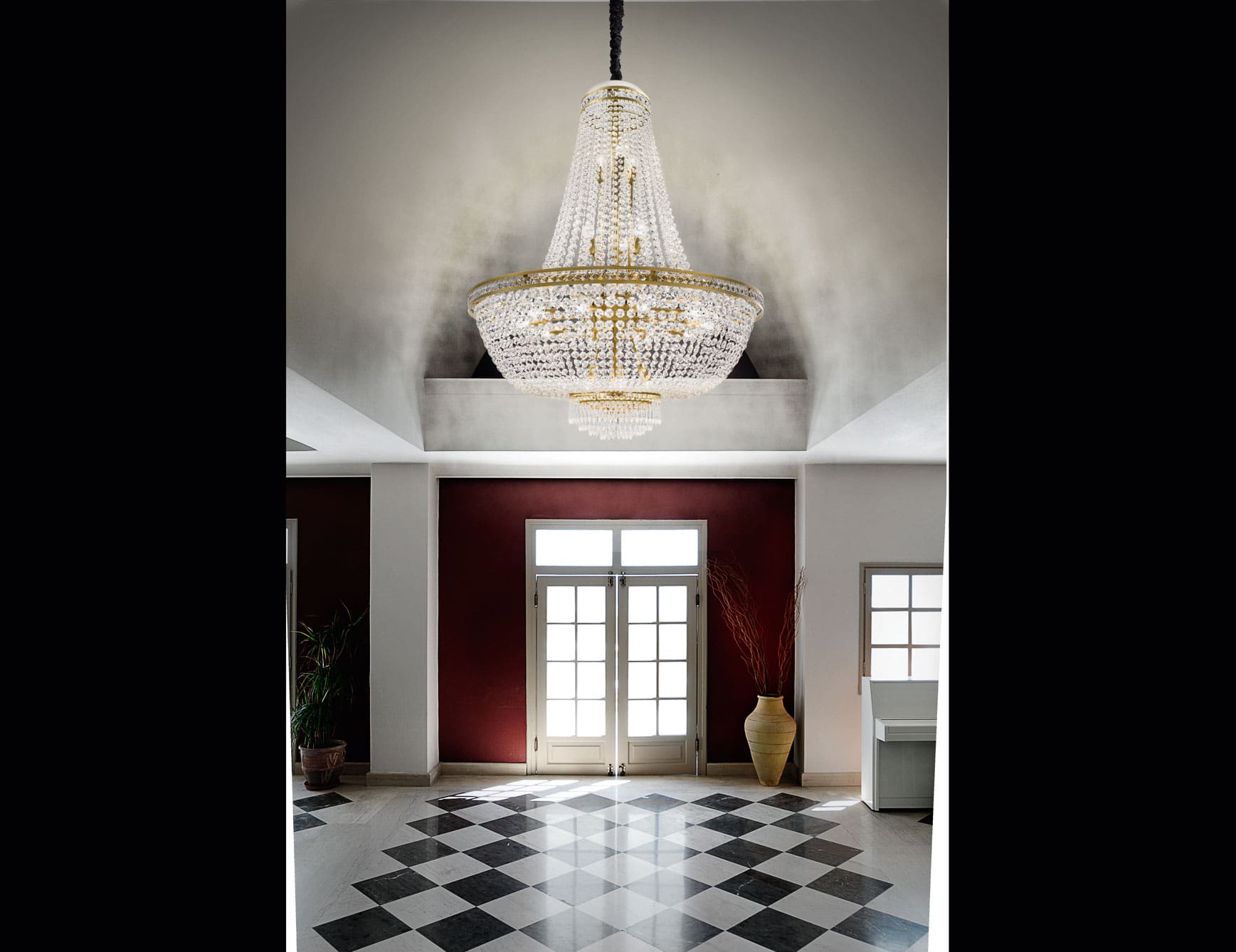 Memory modern Italian hanging light with clear crystal