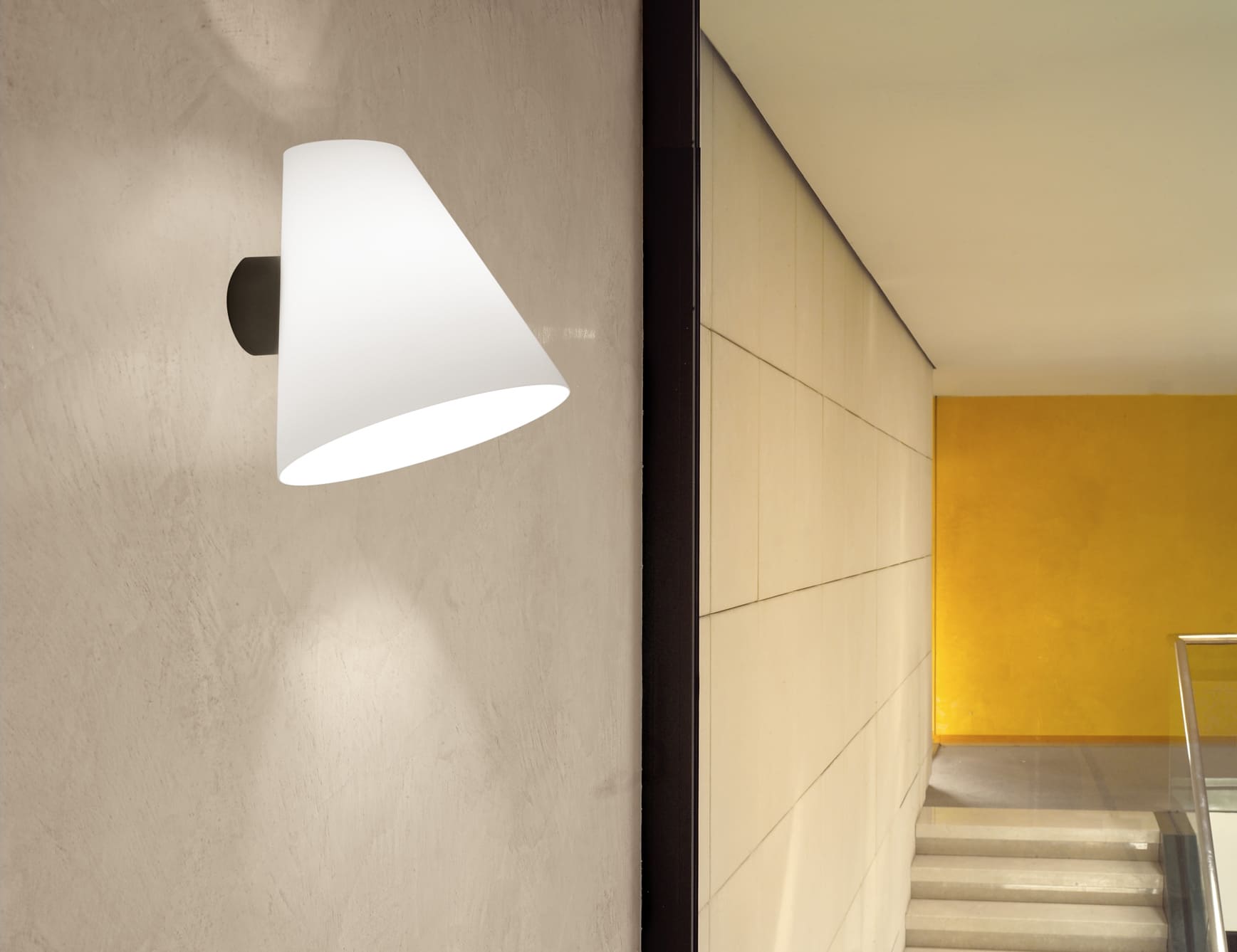 Micene modern Italian hanging light with white glass