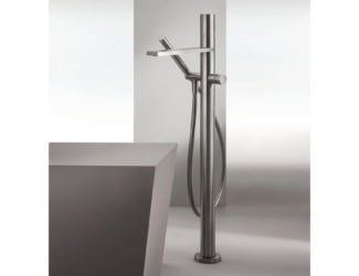 &lt;p&gt;Milano shower shown in stainless steel. Shower composed of a showerhead, wall mount hand shower, wall body spray and a thermostatic set with three volume controls. Showerhead includes 19.38&#8243; rainfall projection, 9&#8243; waterfall projection, anti-lime scale system, fixing system, and solid brass rough and trim. Restricted rainfall flow to 2.5GPM and 4.5GPM for waterfall flow. Thermostatic 0.75&#8243; set composed of three volume controls, push button temperature override and handles are included. Wall mount hand shower integrated with volume control, anti-siphon check valve, anti-lime scale system, 58&#8243; hose, and water flow restricted to 2.5GPM with spare flow restrictor included. Pieces available in rough, chrome trim and brushed stainless steel trim finish. Collection goes past the present day into a cutting edge outline.&lt;/p&gt;
