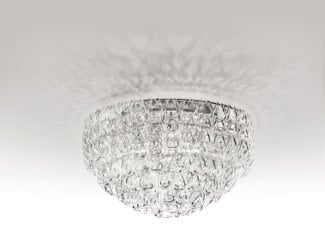 &lt;p&gt;Ecos PL Ceiling Light shown in white glass. A system made with multiple glass rings available in different colours and textures that offer a high level of personalization in terms of shape and size. The collection combines cutting edge designs by leading international designers with the secrets of the traditional craft of glass blowing. Ceiling Light sizes: 3. Glass Colors: black/white, orange/white, multicolour, white, alexandrite “rigadin”, crystal “rigadin”. Metal Parts: chrome. Made in Italy.&lt;/p&gt;
