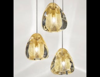 &lt;p&gt;Golden Cloud luxury Italian hanging light with 3 Murano glass lampshades with a triple pass of 24 KT gold leaf. Structure composed of matt gold metal finish and leather details. This collection is available as wall light, chandelier, and wall disc versions. This luxury furniture collection features the finest Italian craftsmanship and brings effortless sophistication to any space. Made in Italy.&lt;/p&gt;
