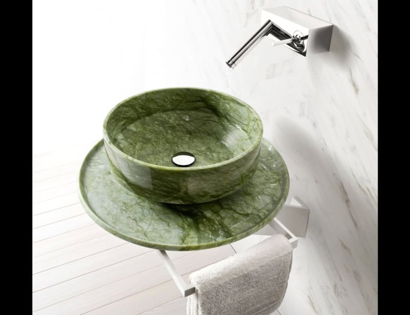 Nahbi contemporary Italian basin sink with Green Ming  stone