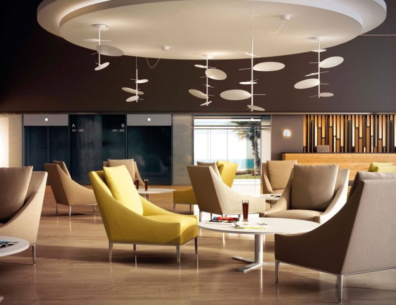 Obs modern Italian hanging light with white metal