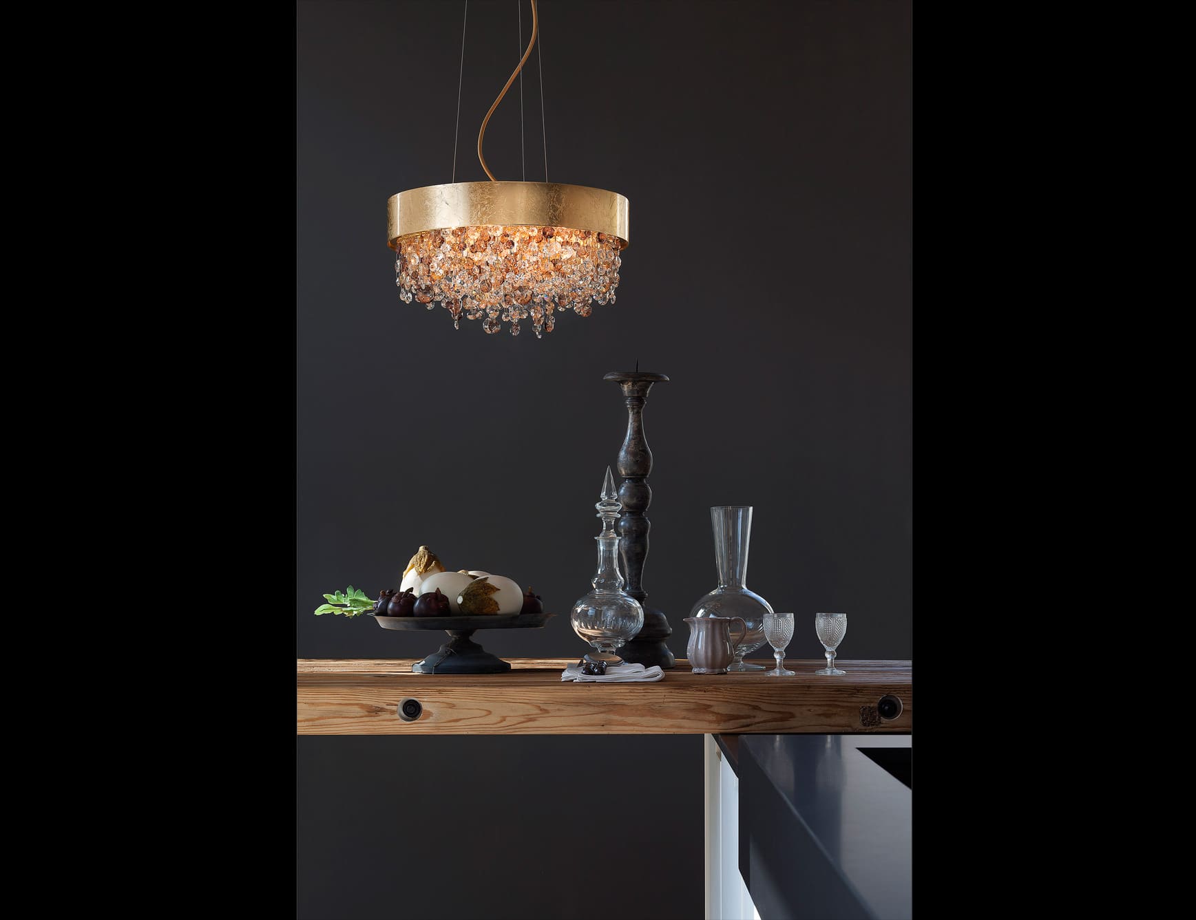 Ola contemporary Italian hanging light with gold glass