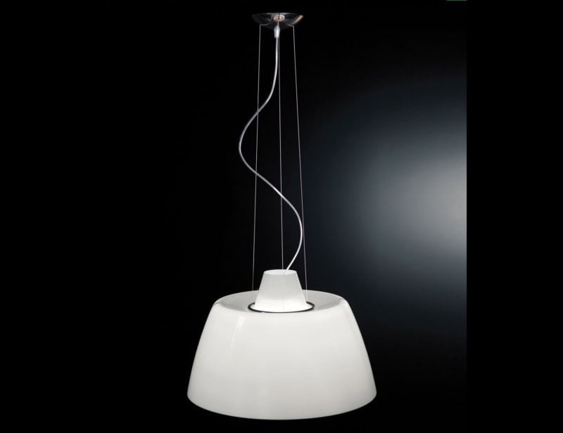 Ola modern Italian hanging light with white glass