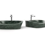 Opera Romeo contemporary Italian basin sink with green Verde Guatemala marble