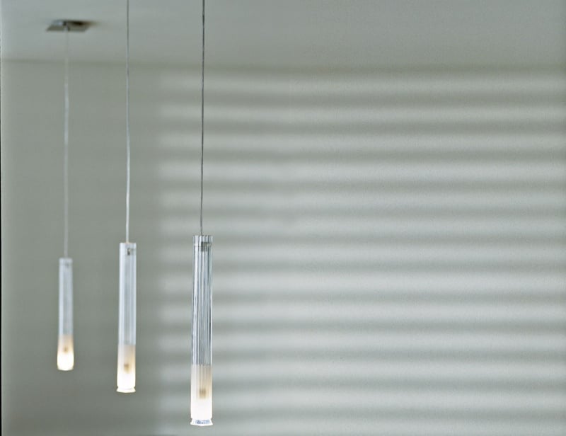 Point modern Italian hanging light with clear glass