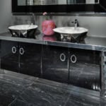 Portorose modern luxury bathroom vanity with black lacquered wood