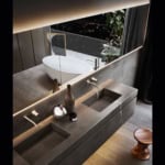 Puro contemporary Italian bathroom vanity with grey Medea marble