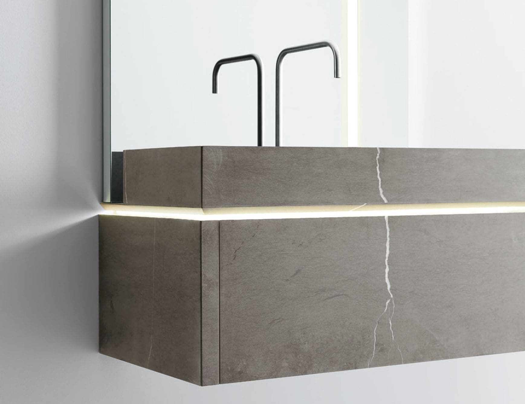 Puro contemporary Italian bathroom vanity with grey Medea marble