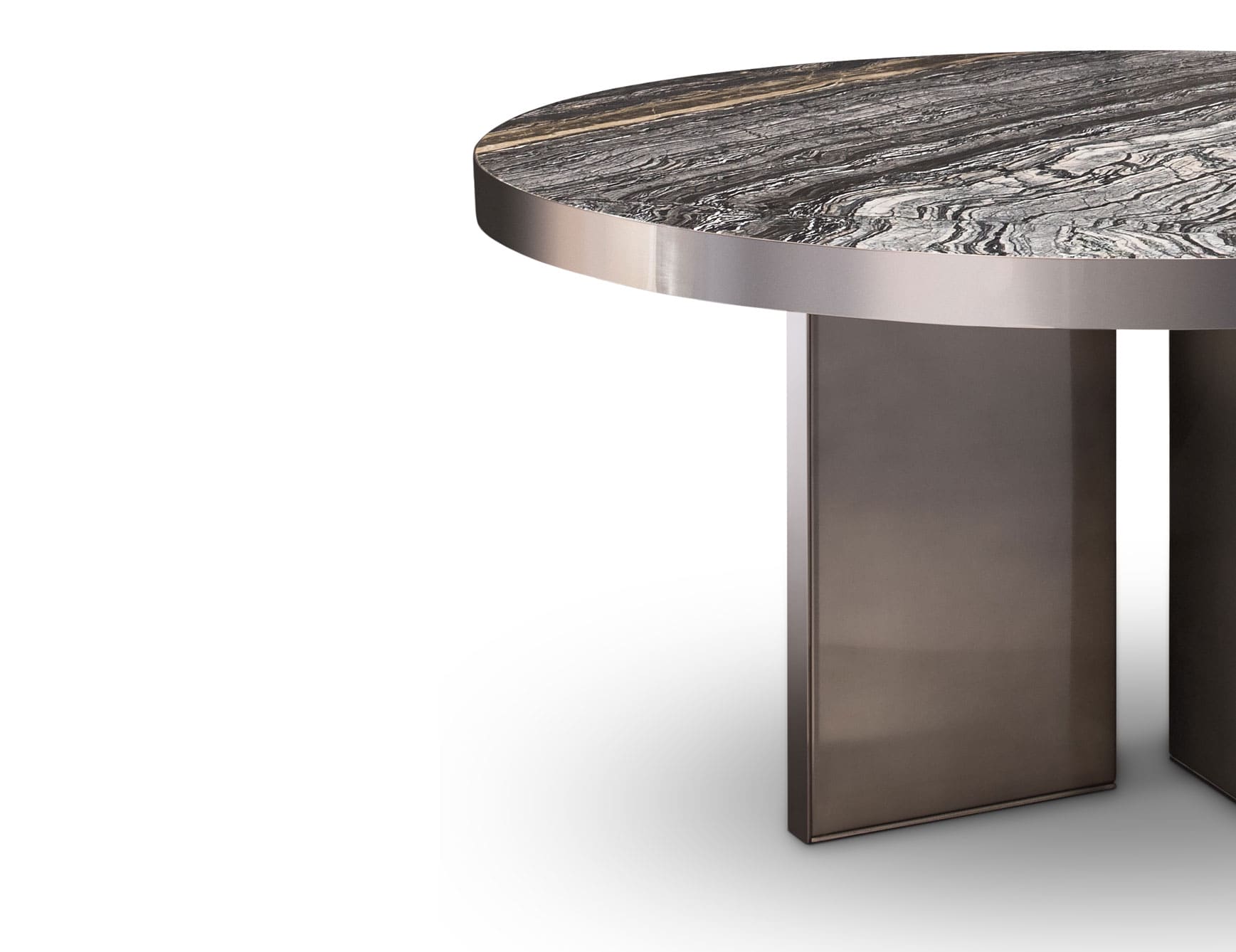 Revenge Round modern luxury table with grey Mosaic marble