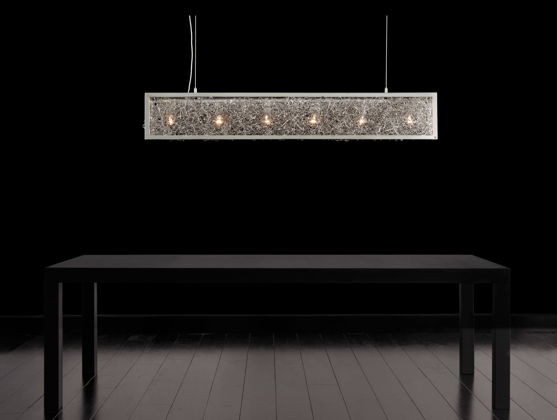 Rhapsody modern Italian hanging light with nickel metal
