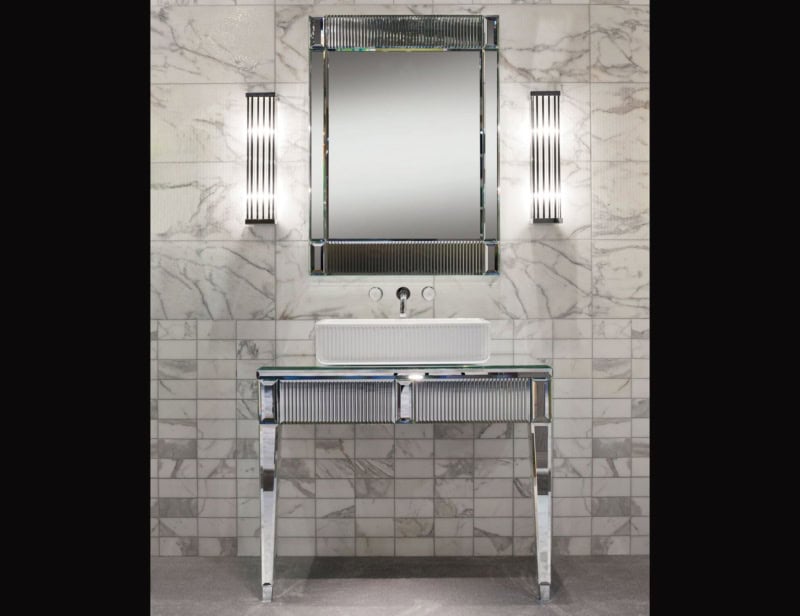 Rialto contemporary Italian bathroom vanity with chrome mirrored glass