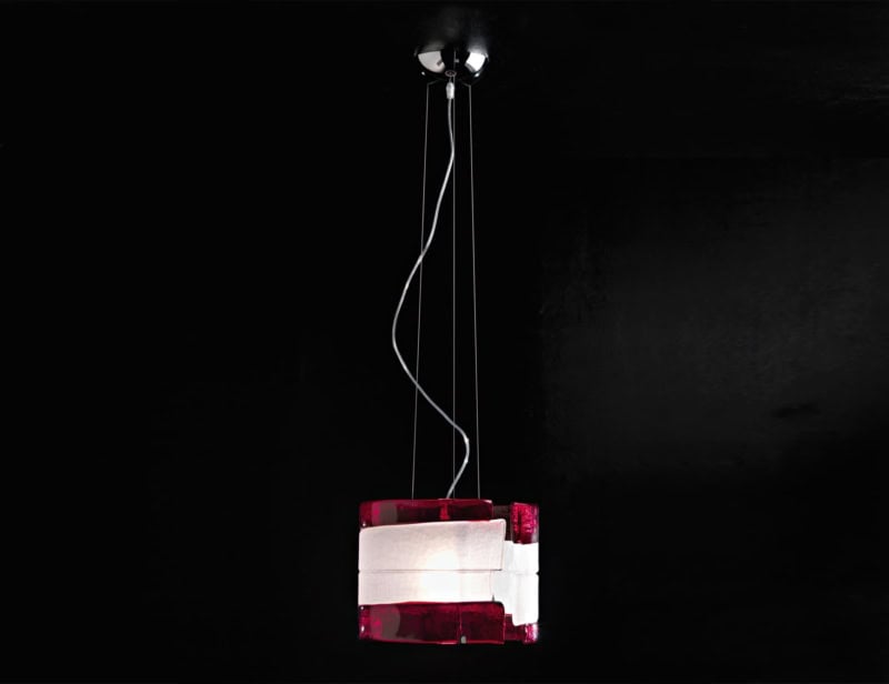Riflessi modern Italian hanging light with white glass