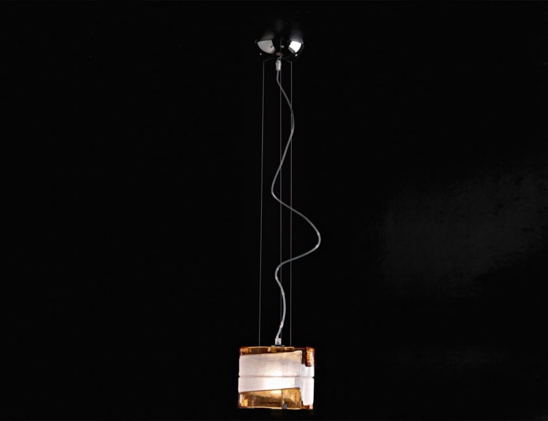 Riflessi modern Italian hanging light with white glass