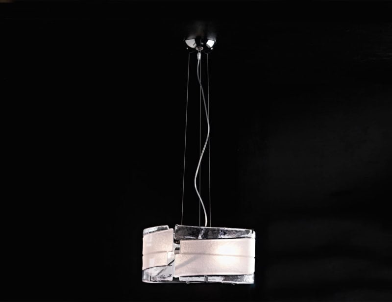 Riflessi modern Italian hanging light with white glass