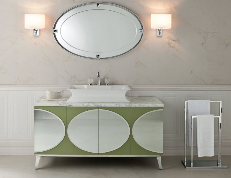Rivoli contemporary Italian bathroom vanity with green lacquered wood