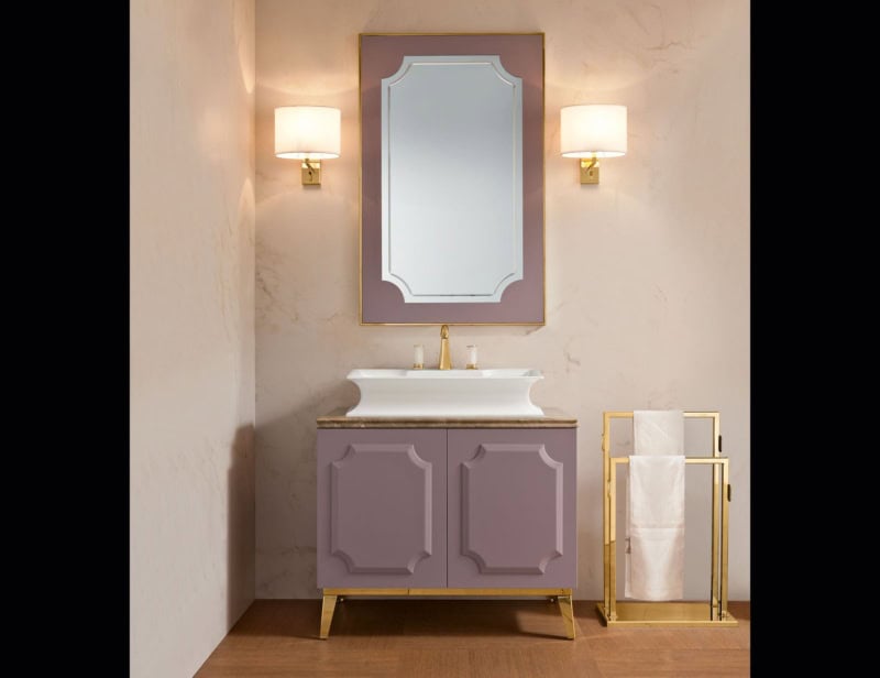 Rivoli contemporary Italian bathroom vanity with pink lacquered wood