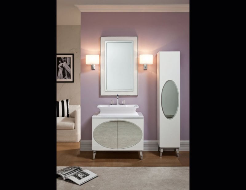Rivoli contemporary Italian bathroom vanity with white lacquered wood