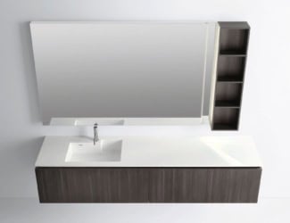 &lt;p&gt;Unico 24 luxury Italian washbasin bathroom vanity unit shown in white Corian. Faucet composed of brushed stainless steel. Finish options: 5 Corian and 6 Hpl Polaris. Mirror cabinet contains push-pull system. This collection features high-end raw materials used in the crafting process of each modular composition. Made in Italy.&lt;/p&gt;
