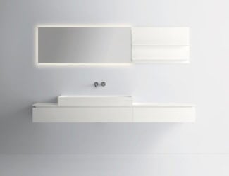 &lt;p&gt;Puro 102 contemporary Italian modular bathroom vanity shown in lacquered 106.3&#8243; white base unit with a Blanco Arabescato marble integrated sink and top. Combining clean geometrical lines enriched by precious metals without limits to functionality. Featuring special worked tops and sides, recessed handles, total width fronts and original finishes including heat-treated oak and stones; all which can be fully tailored and customized. Base/Top finish options: 27 matt or high glossy lacquers, 17 matt veneers, 1 glossy veneer, 4 clays and 10 marbles. Additional top options: 4 synthetic materials. Wash basins options: Semi-inset, Undermounted, Above Counter, Sit-On and integrated sink top. Opening options: Groove handle, 3 handle types or push latch without handle. Modular base widths: 85”, 88.5”, 106.3”, 116.9”, 145.7”. Modular base depths: 15.3”, 18.5”, 21.5”. Modular base heights: 9.4”, 14.3”, 18.1”. Mirrors available in mocha or white with included backlight. Made in Italy.&lt;/p&gt;
