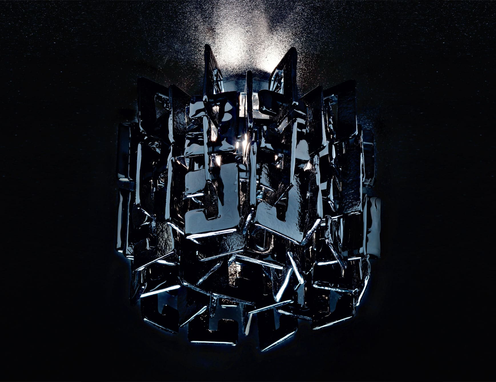 Sixty modern Italian ceiling light with black glass