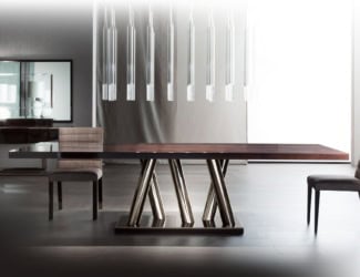 Status modern Italian extendable table with brown Ebony wood