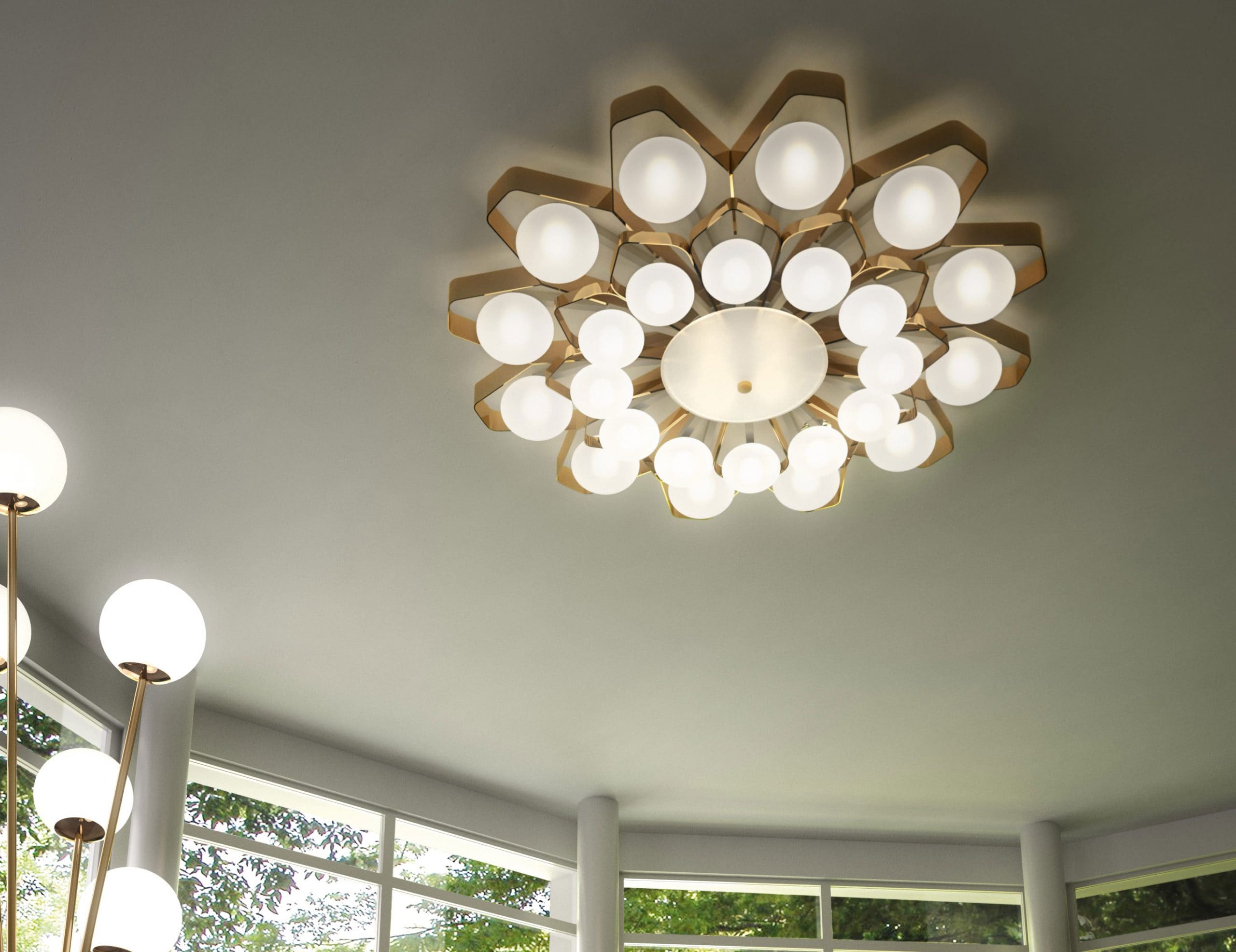 Teo modern Italian ceiling light with gold metal