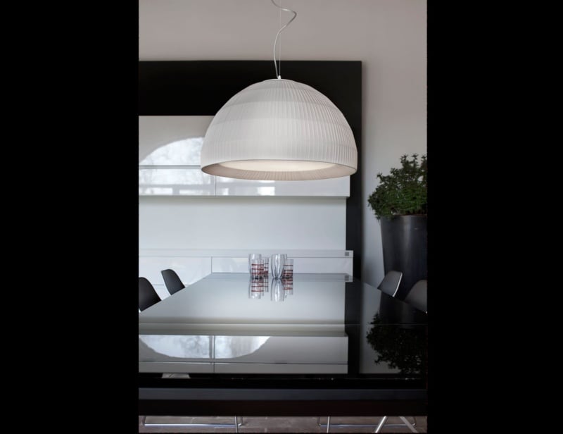 Tessuti contemporary Italian hanging light with white fabric