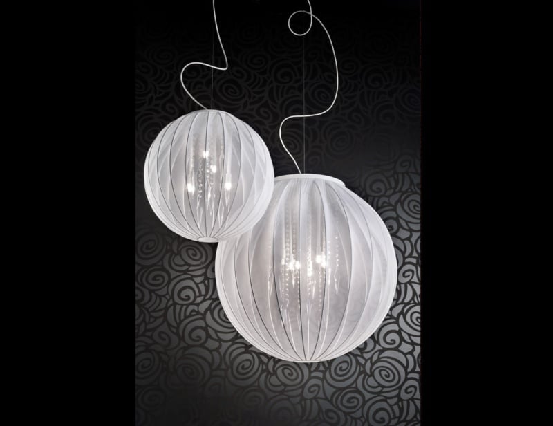 Tessuti contemporary Italian hanging light with white fabric