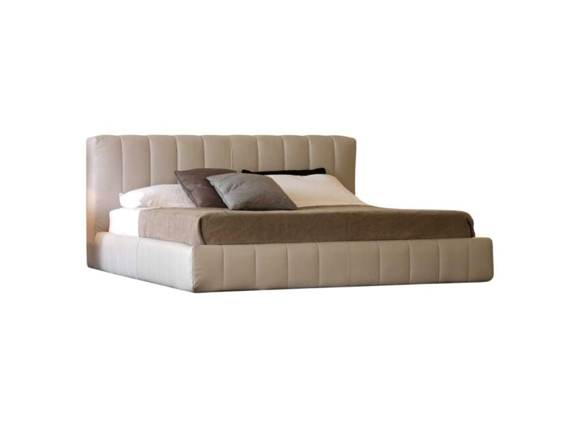 The Boss modern luxury storage bed with brown leather