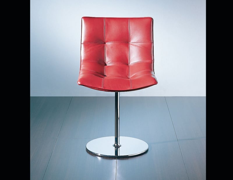 Turkana Red contemporary Italian swivel chair with red leather