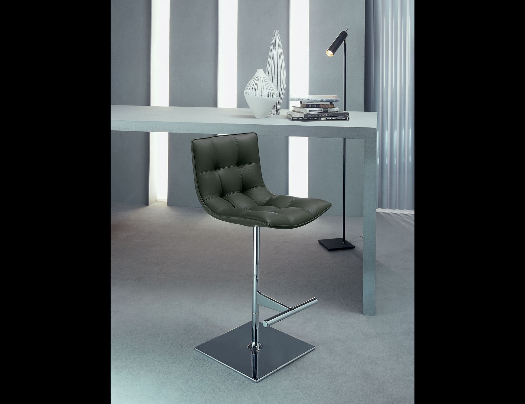 Turkana contemporary Italian office chair with black leather