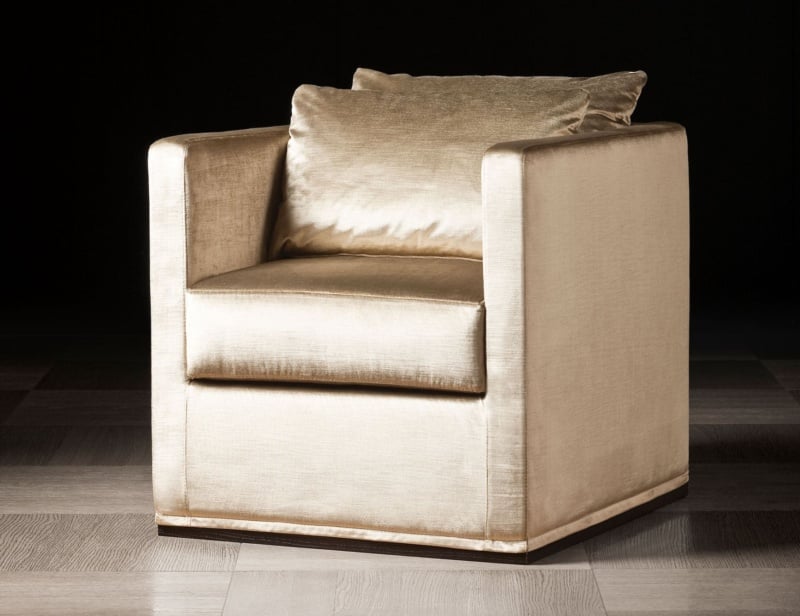 Victoria modern luxury swivel chair with gold fabric