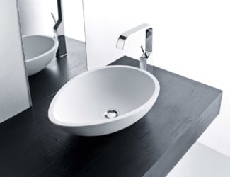 &lt;p&gt;Fonte 09 luxury Italian freestanding washbasin shown in matt Corian with Glacier White finish. Faucet composed of stainless steel. This collection features high-end raw materials used in the crafting process of each design. Made in Italy.&lt;/p&gt;
